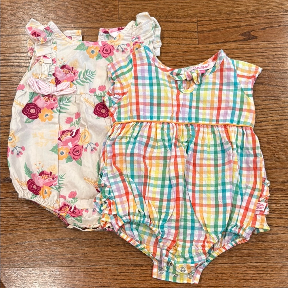 Ruffle Butts Baby Rompers Set of 2 - Size 6-12m